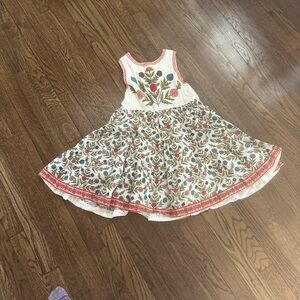 Pink chicken embroidered dress-8Y